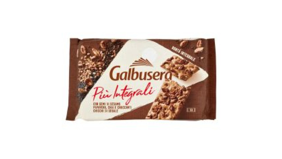 Galbusera Più Integrali con Semi di Sesamo, Papavero, Chia e Croccanti Chicchi di Segale 10 x 38 g