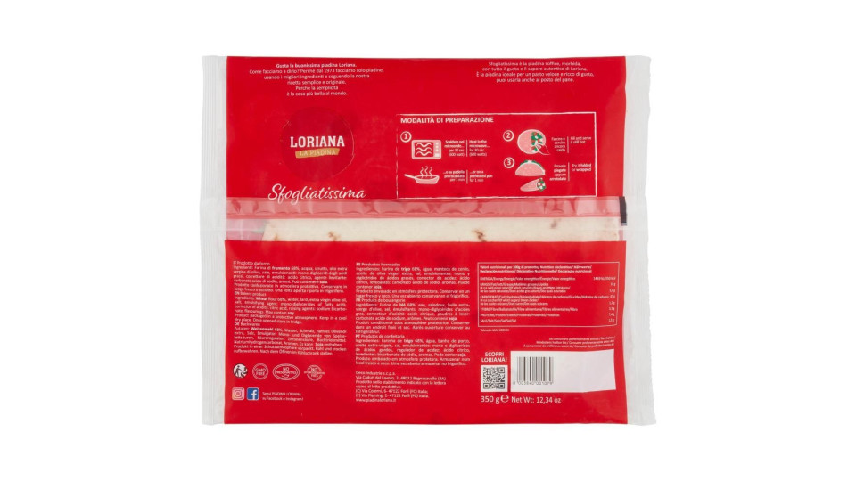 Loriana Sfogliatissima 3 piadine 350 g