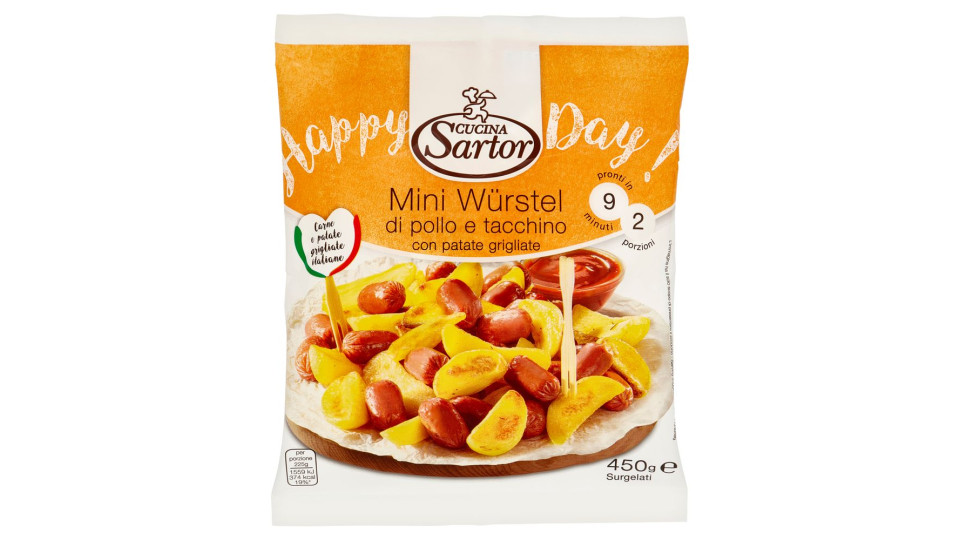 Cucina Sartor Happy Day! Mini Würstel di pollo e tacchino con patate grigliate Surgelati 450 g