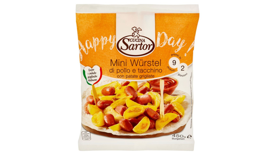 Cucina Sartor Happy Day! Mini Würstel di pollo e tacchino con patate grigliate Surgelati 450 g