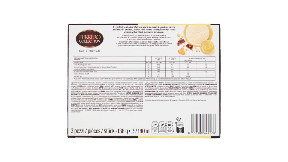 Ferrero Collection Experience Cioccolato al Latte & salsa alla Crema Pasticcera 3 x 46 g