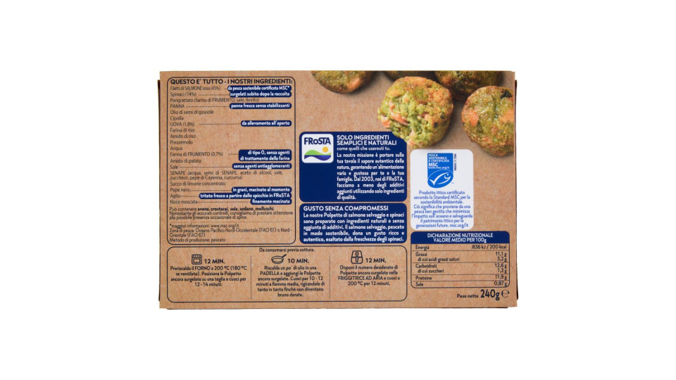 FRoSTA 12 Polpette di Salmone con Spinaci 240 g