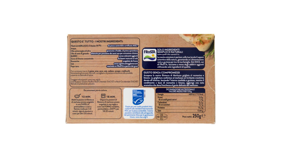 FRoSTA 2 Bistecche di Merluzzo Limone e Rosmarino 250 g
