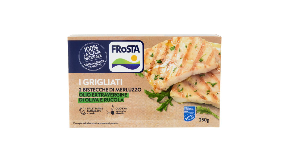 FRoSTA 2 Bistecche di Merluzzo Olio Extravergine di Oliva e Rucola 250 g