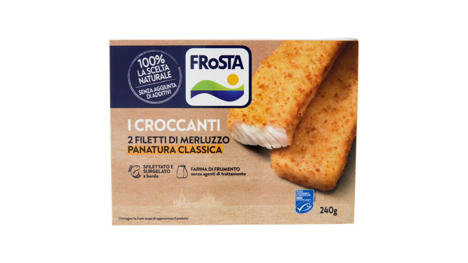 FRoSTA i Croccanti 2 Filetti di Merluzzo Panatura Classica 240 g