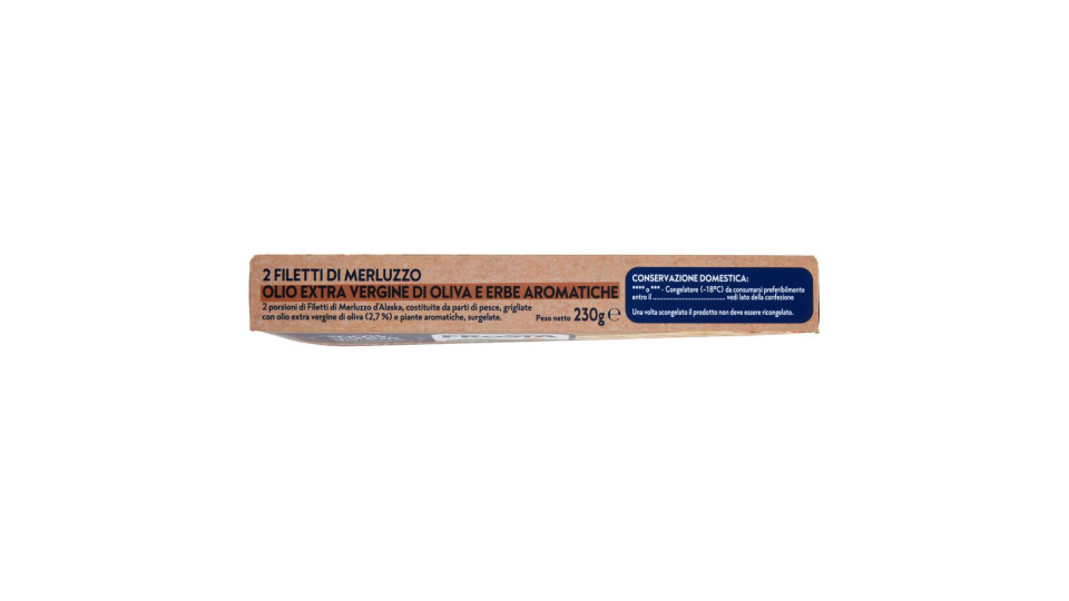 FRoSTA i Grigliati 2 Filetti di Merluzzo Olio Extra Vergine di Oliva e Erbe Aromatiche 230 g