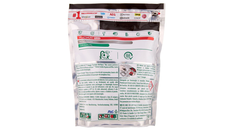 Fairy Pastiglie Lavastoviglie Platinum Plus All in One, Detersivo Piatti Limone, 40 Capsule 620 g