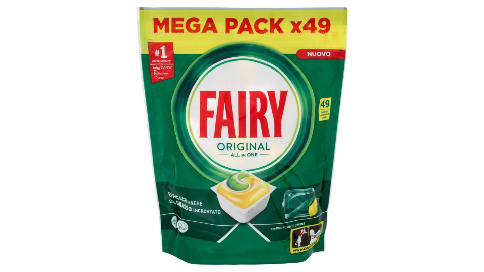 Fairy Pastiglie Lavastoviglie Original All in One, Detersivo Piatti Limone, 49 Capsule 662 g