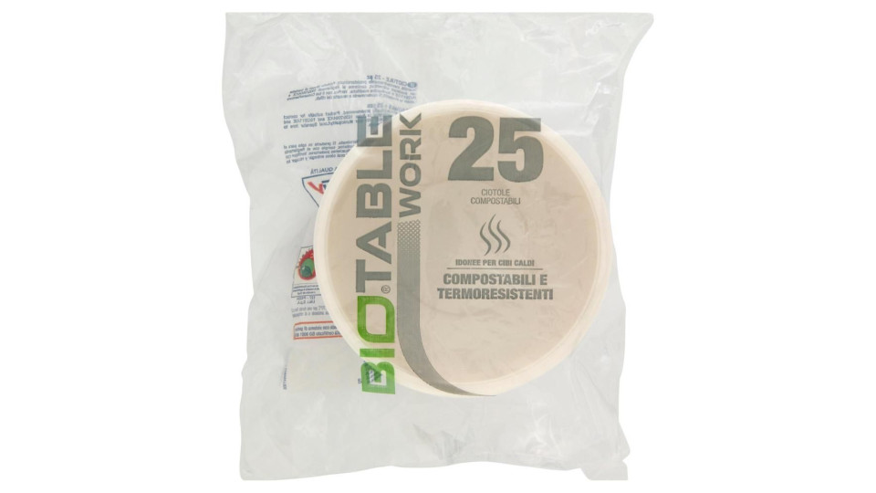 Bio Table Work Ciotole Compostabili 25 pz