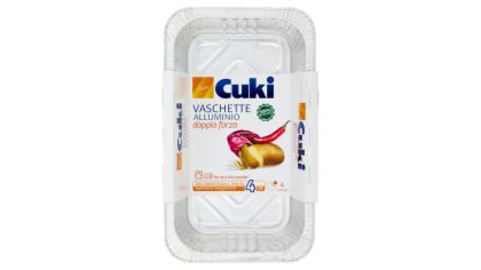Cuki Cuoce Vaschette Alluminio doppia forza 4 Porzioni 4 pz