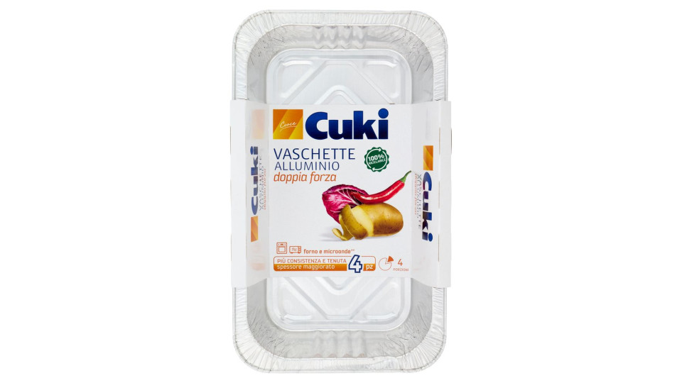 Cuki Cuoce Vaschette Alluminio doppia forza 4 Porzioni 4 pz