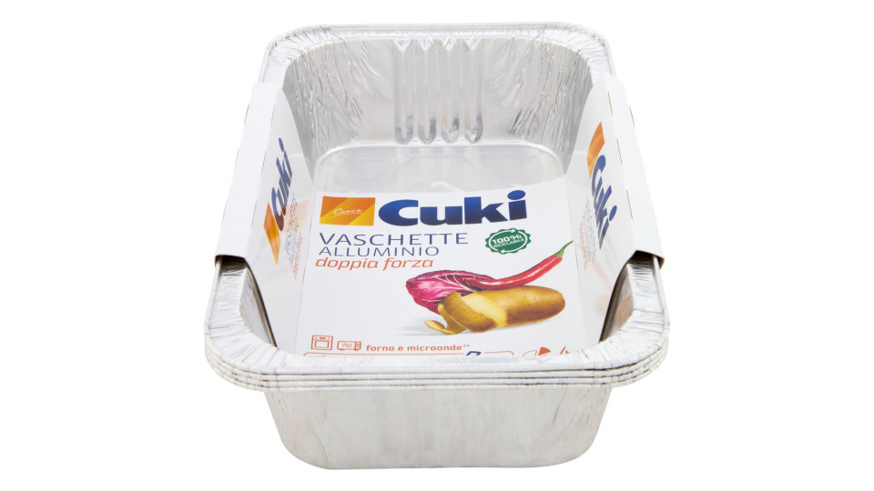 Cuki Cuoce Vaschette Alluminio doppia forza 4 Porzioni 4 pz