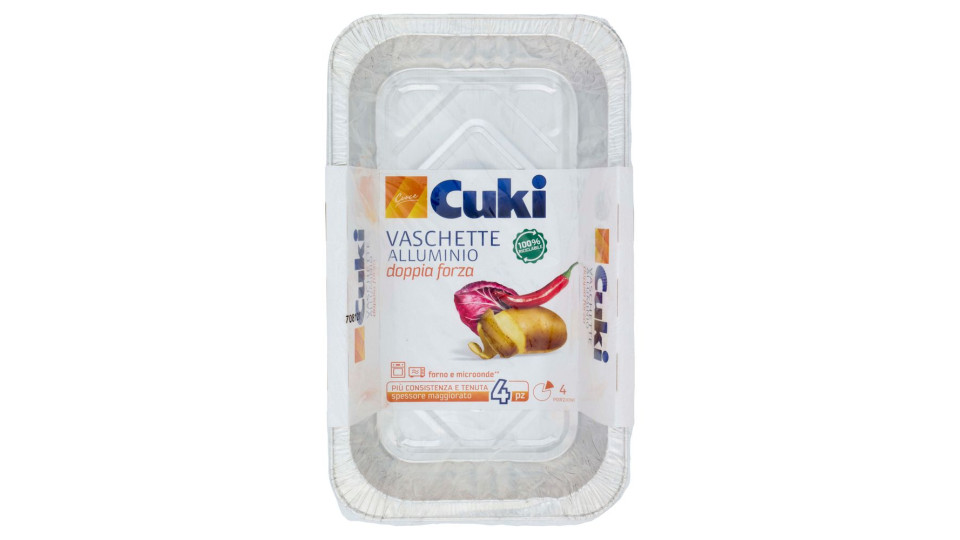 Cuki Cuoce Vaschette Alluminio doppia forza 4 Porzioni 4 pz