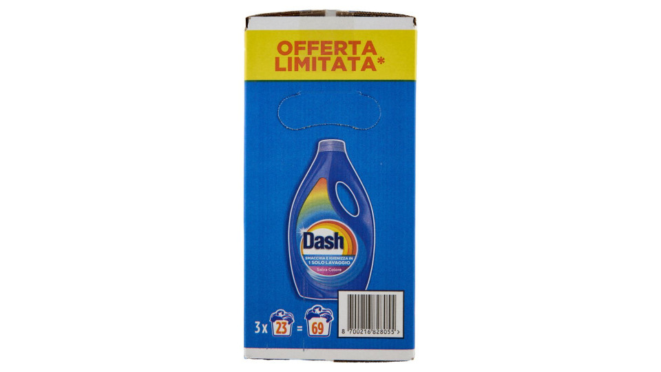 Dash Detersivo Liquido Lavatrice, Salvacolore, 3x21 Lavaggi=63 Lavaggi 3x1050ml