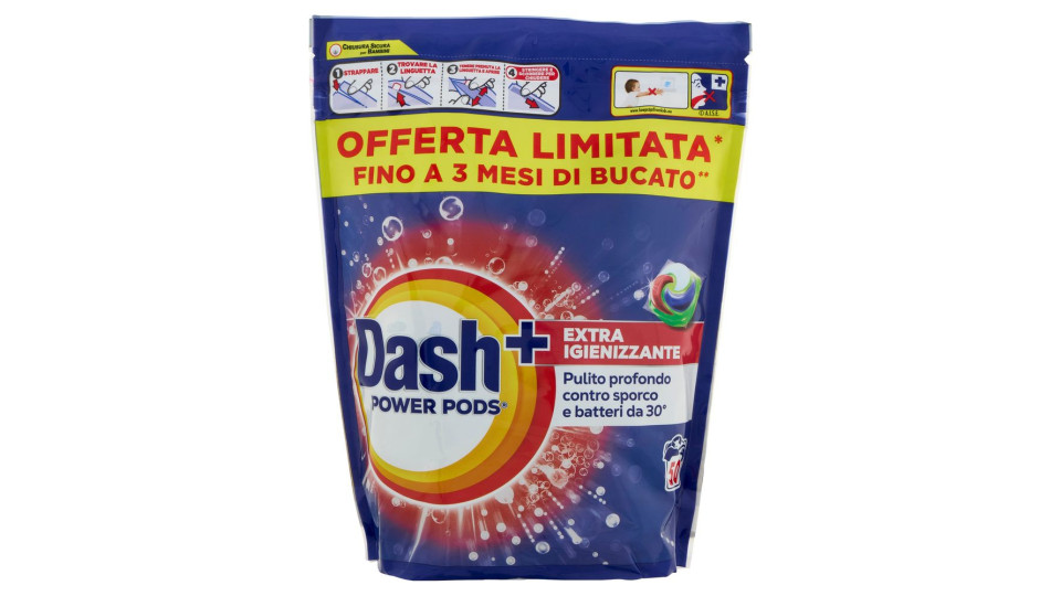 Dash Power Pods Detersivo Lavatrice In Capsule, Azione Extra-Igienizzante, 38 Lavaggi 885,4 g
