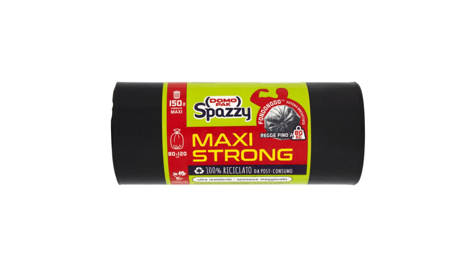 Domopak Spazzy Maxi Strong 100% Riciclato da Post-Consumo 150 lt Formato Maxi 80x120 cm 10 pz