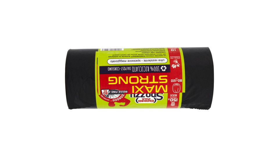 Domopak Spazzy Maxi Strong 100% Riciclato da Post-Consumo 150 lt Formato Maxi 80x120 cm 10 pz
