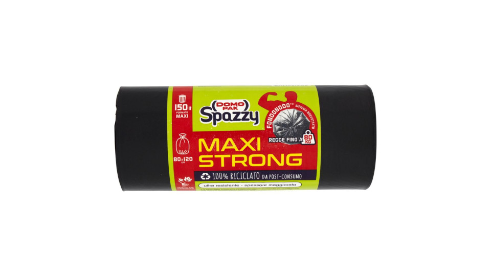 Domopak Spazzy Maxi Strong 100% Riciclato da Post-Consumo 150 lt Formato Maxi 80x120 cm 10 pz