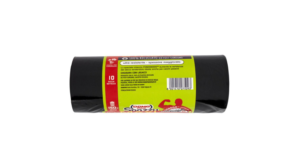 Domopak Spazzy Maxi Strong 100% Riciclato da Post-Consumo 150 lt Formato Maxi 80x120 cm 10 pz