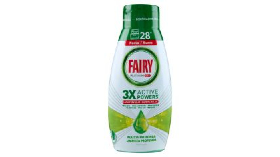 Fairy Gel Lavastoviglie Platinum Pulizia Profonda, Detersivo Piatti Limone 3x28=84 Lavaggi 3x504ml