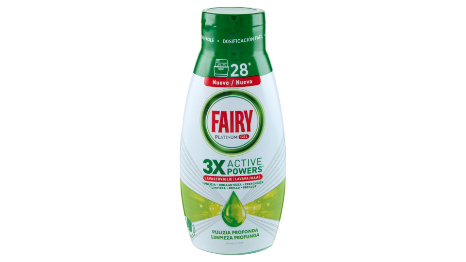 Fairy Gel Lavastoviglie Platinum Pulizia Profonda, Detersivo Piatti Limone 3x28=84 Lavaggi 3x504ml