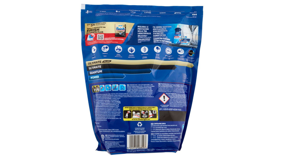 Finish Quantum Limone pastiglie lavastoviglie 18 lavaggi 187,2 g