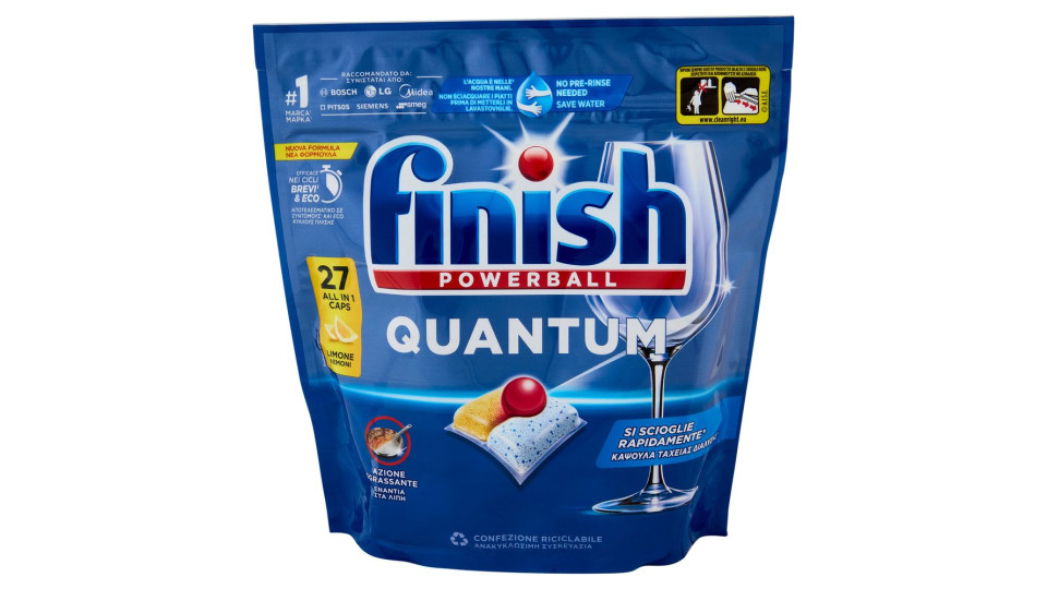 Finish Quantum Limone pastiglie lavastoviglie 27 lavaggi 280,8 g