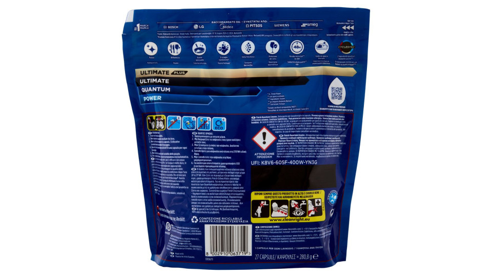 Finish Quantum Limone pastiglie lavastoviglie 27 lavaggi 280,8 g