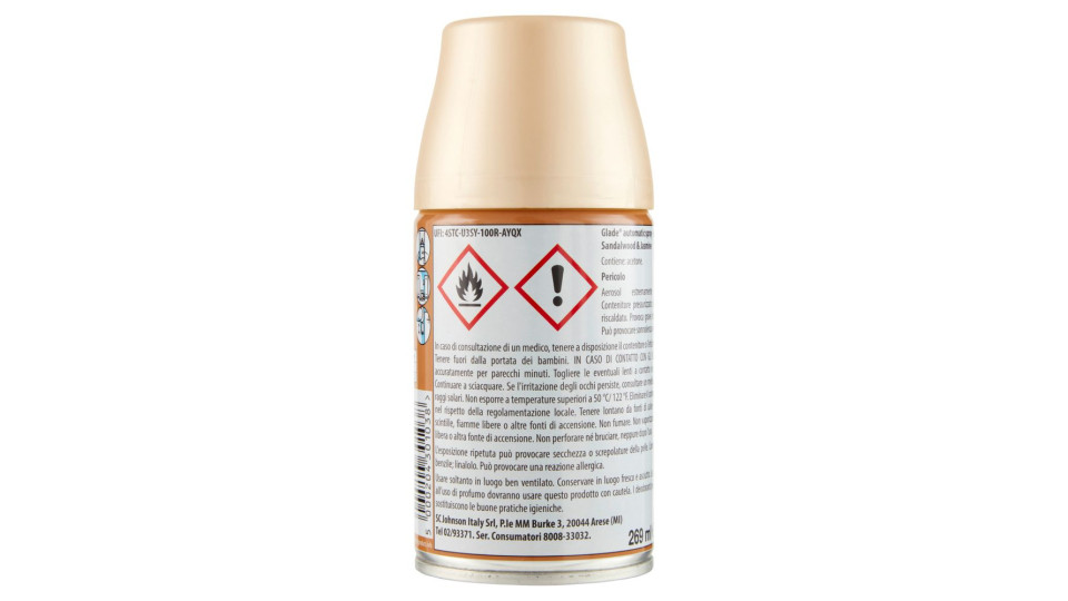 Glade Automatic Spray Ricarica, Profumatore per Ambienti, Fragranza Sensual Sandalwood&Jasmine 269ml