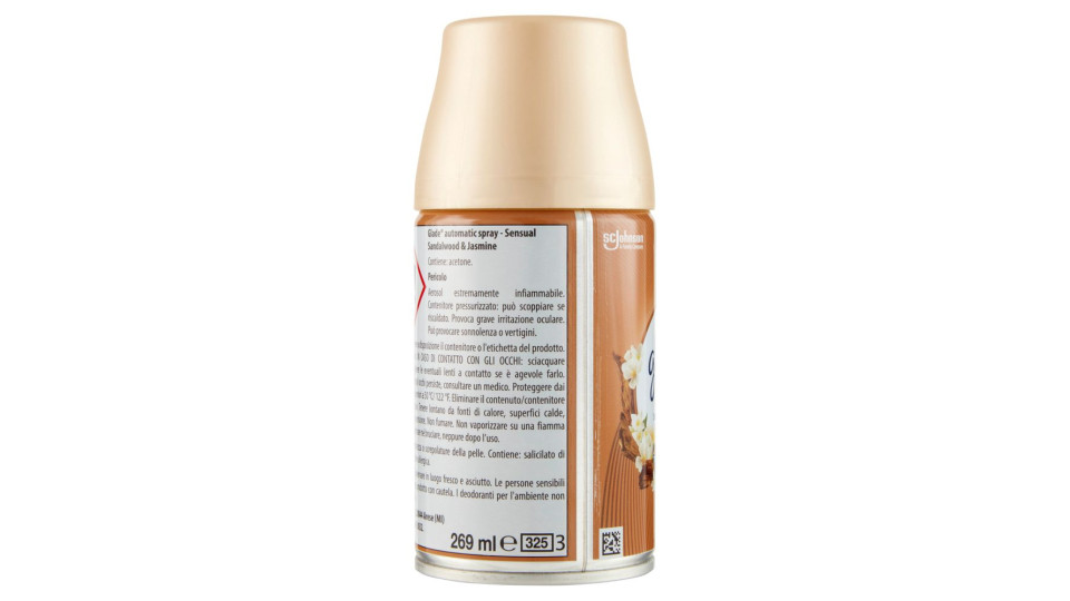 Glade Automatic Spray Ricarica, Profumatore per Ambienti, Fragranza Sensual Sandalwood&Jasmine 269ml