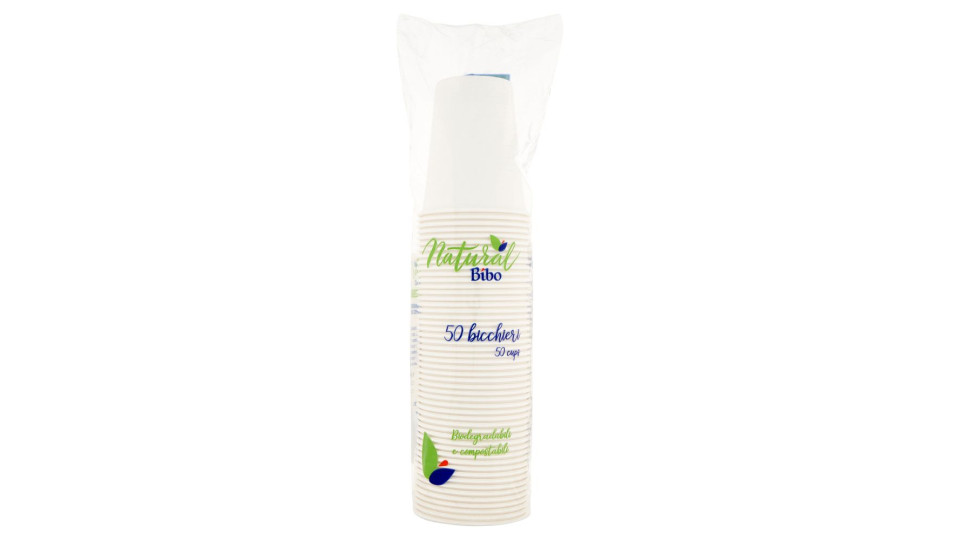 Natural Bibo bicchieri Biodegradabili e compostabili 200 cc 50 pz