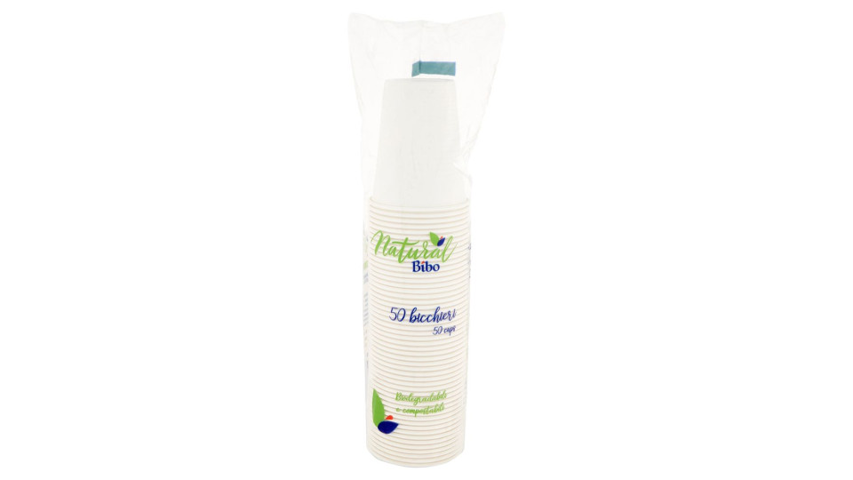 Natural Bibo bicchieri Biodegradabili e compostabili 200 cc 50 pz