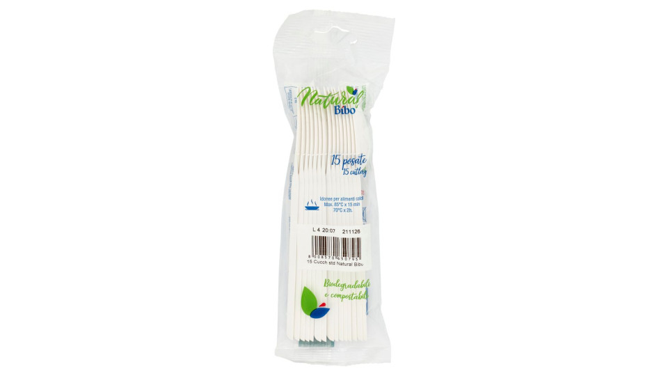 Natural Bibo Cucchiai Standard Biodegradabili e compostabili 15 pz