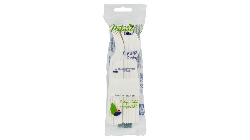 Natural Bibo Forchette Standard Biodegradabili e compostabili 15 pz