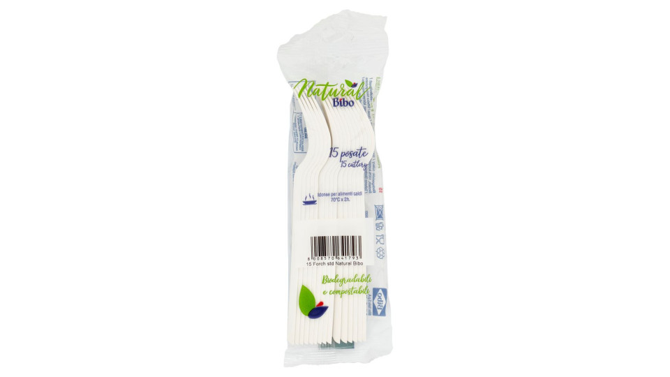 Natural Bibo Forchette Standard Biodegradabili e compostabili 15 pz