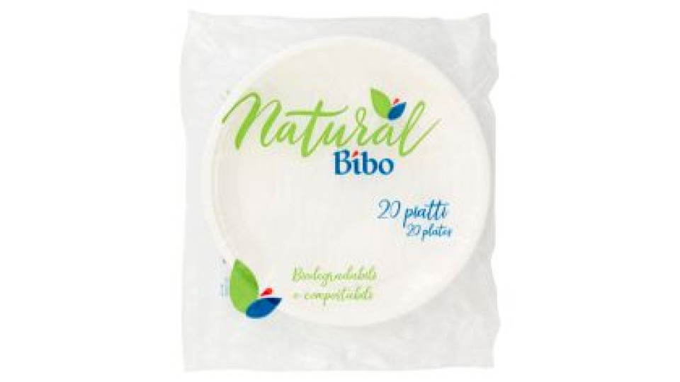Natural Bibo piatti Biodegradabili e compostabili 20 pz