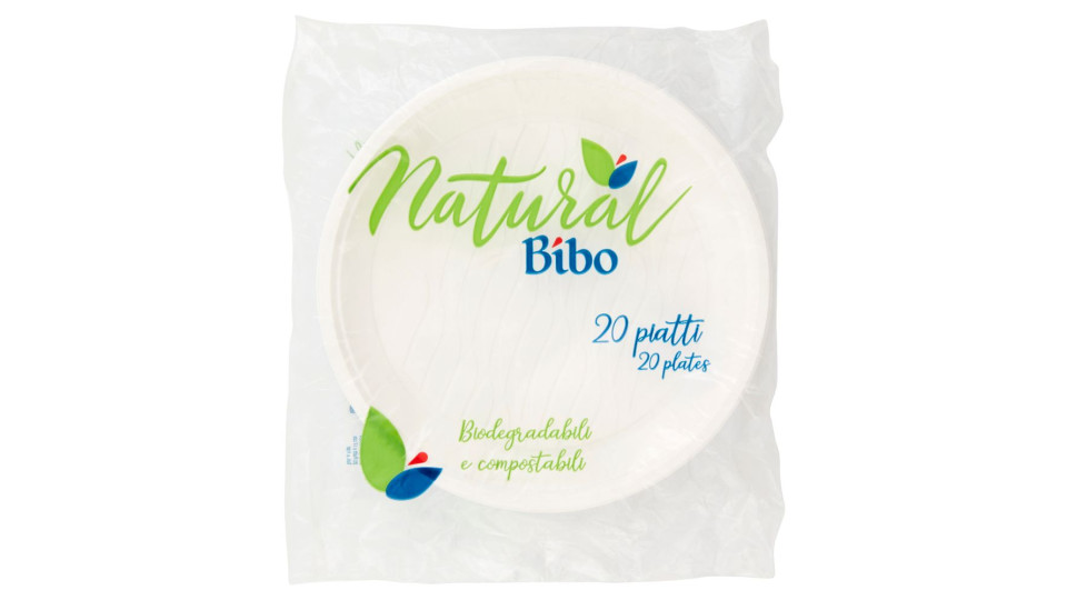 Natural Bibo piatti Biodegradabili e compostabili 20 pz