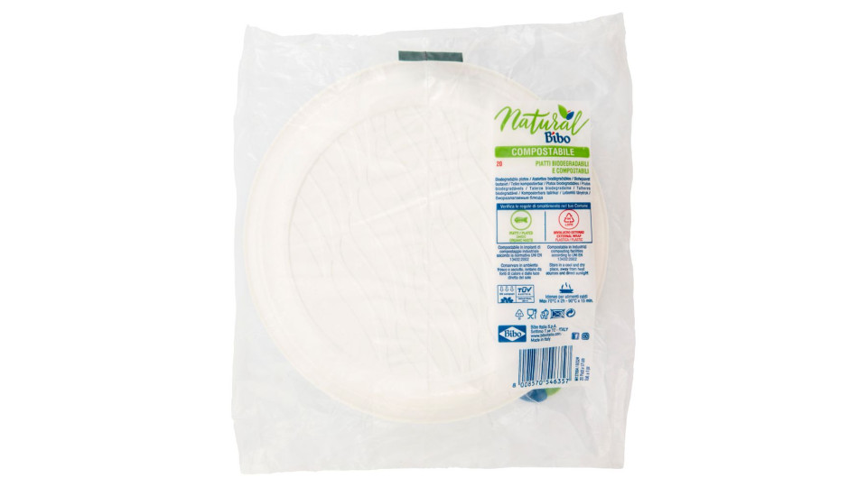 Natural Bibo piatti Biodegradabili e compostabili 20 pz
