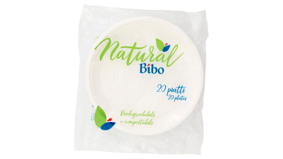 Natural Bibo piatti Biodegradabili e compostabili 20 pz