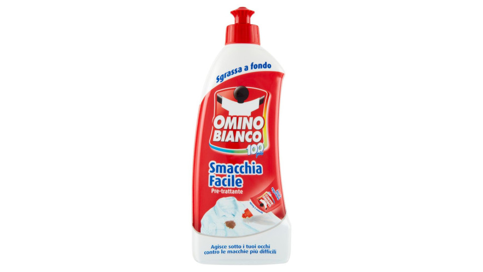 Omino Bianco, Smacchiafacile Pretrattante, Smacchia le macchie più Ostinate, 500ml