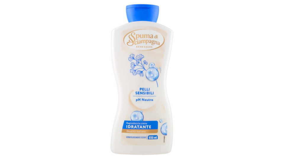 Spuma di Sciampagna Benessere Pelli Sensibili pH Neutro Bagnodoccia crema Idratante 650 ml