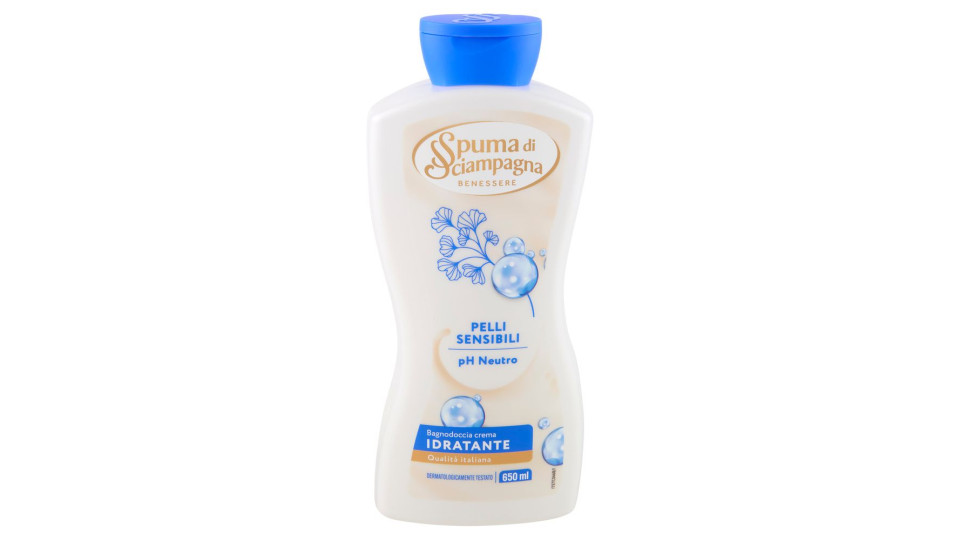 Spuma di Sciampagna Benessere Pelli Sensibili pH Neutro Bagnodoccia crema Idratante 650 ml