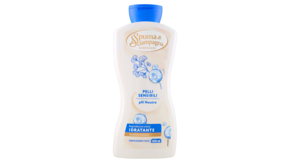 Spuma di Sciampagna Benessere Pelli Sensibili pH Neutro Bagnodoccia crema Idratante 650 ml