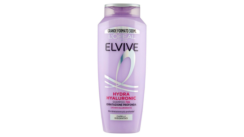 Elvive Hydra Hyaluronic Shampoo 72H Idratazione Profonda, per Capelli Disidratati, 300 ml