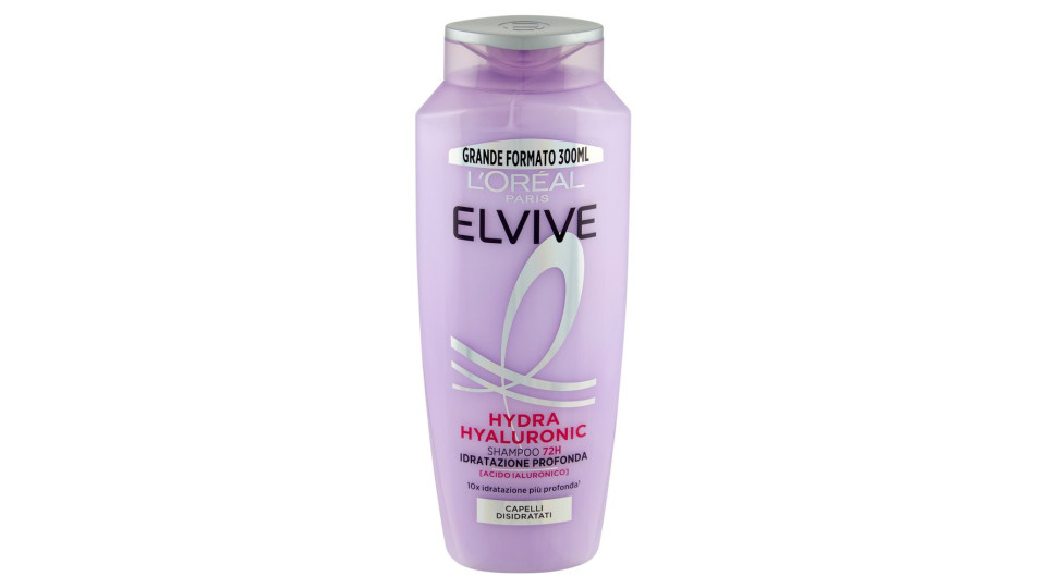 Elvive Hydra Hyaluronic Shampoo 72H Idratazione Profonda, per Capelli Disidratati, 300 ml