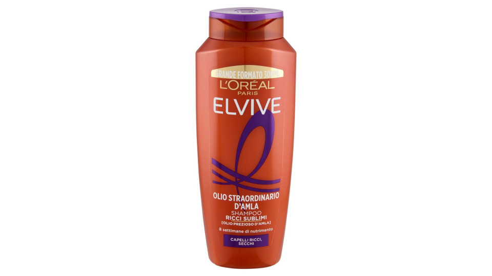 Elvive Olio Straordinario d'Amla Shampoo Ricci Sublimi, per Capelli Ricci, Secchi, 300 ml