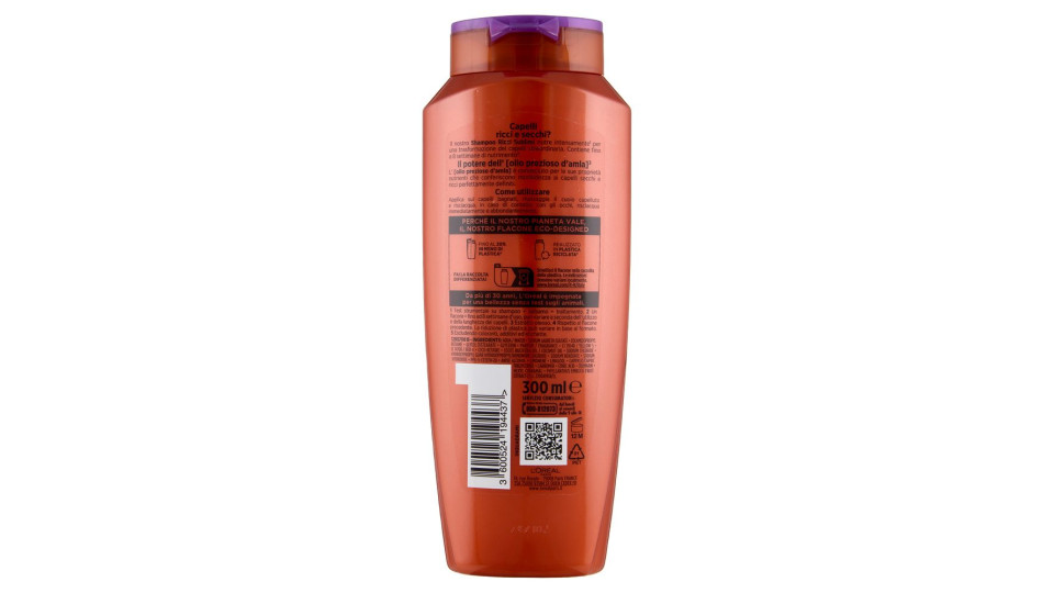 Elvive Olio Straordinario d'Amla Shampoo Ricci Sublimi, per Capelli Ricci, Secchi, 300 ml