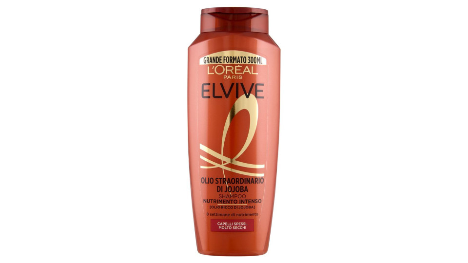 Elvive Olio Straordinario di Jojoba Shampoo Nutrimento Intenso, per Capelli Molto Secchi, 300 ml