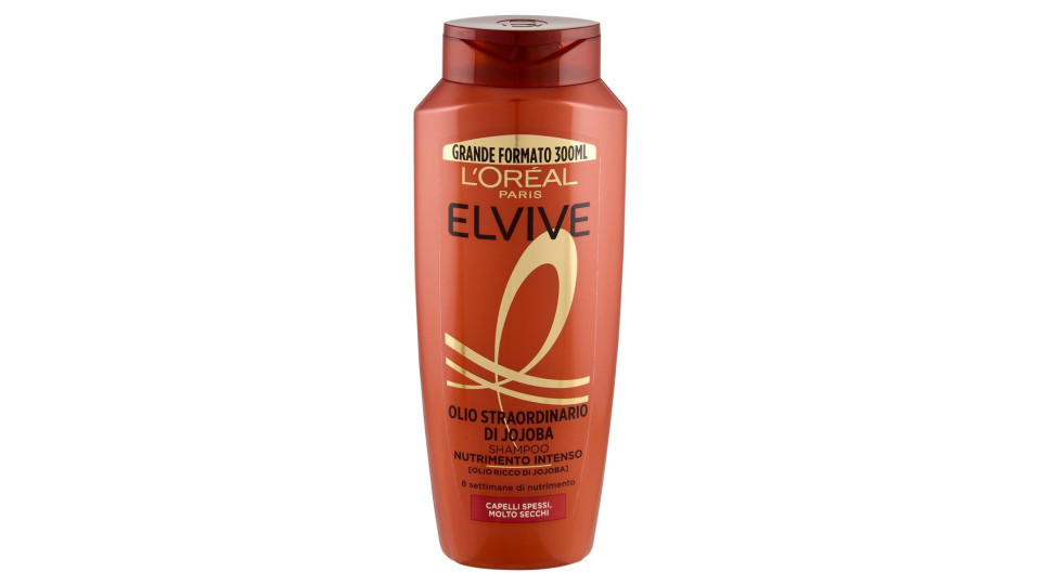 Elvive Olio Straordinario di Jojoba Shampoo Nutrimento Intenso, per Capelli Molto Secchi, 300 ml