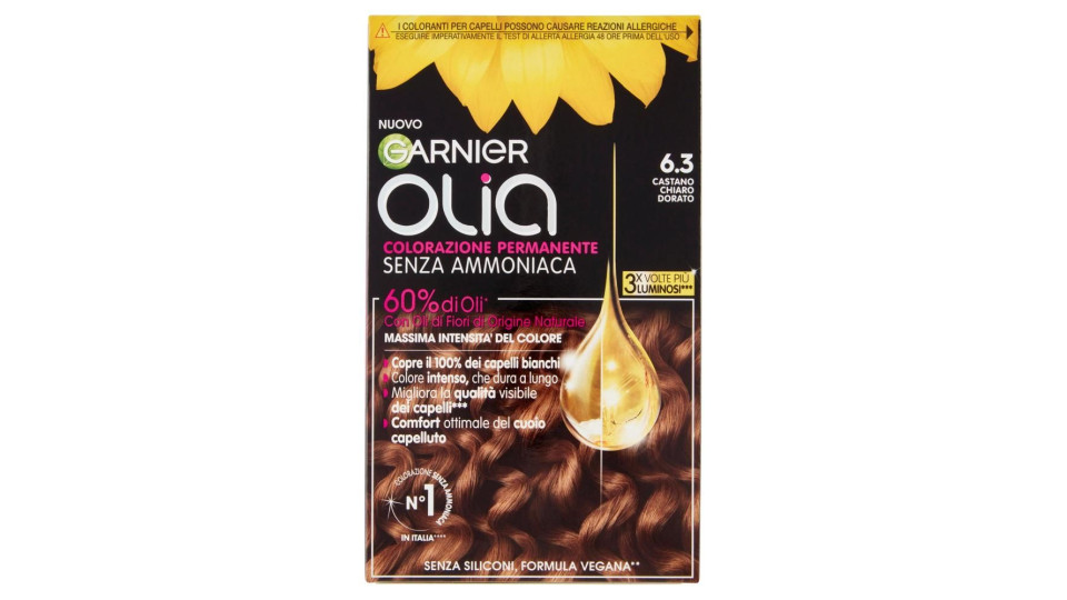 Garnier Olia Tinta Capelli, Senza Ammoniaca, Goldlight brown 63